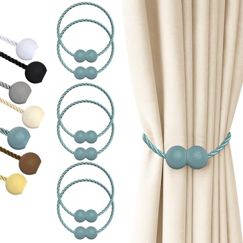 Hion Magnetic Curtain Tiebacks Blue 6pcs, Curtain Holdbacks Hooks Holders by Hion
