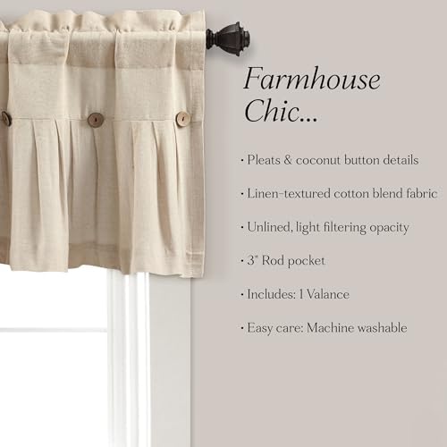 Lush Decor Linen Button Farmhouse Valance, Dark Linen - Image 6