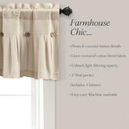 Lush Decor Linen Button Farmhouse Valance, Dark Linen - Image 6