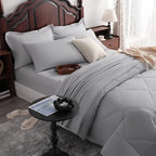 NTBAY Queen Microfiber Bed in a Bag, Comforter Set 7 Piece, Light Grey - Image 6