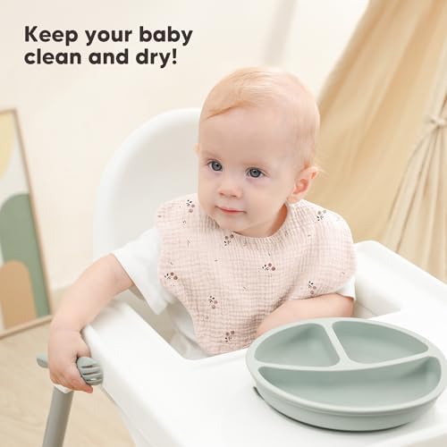 Bearmoss Baby Bibs for Drooling & Teething 8 Pack Muslin Cotton Bibs - Image 3