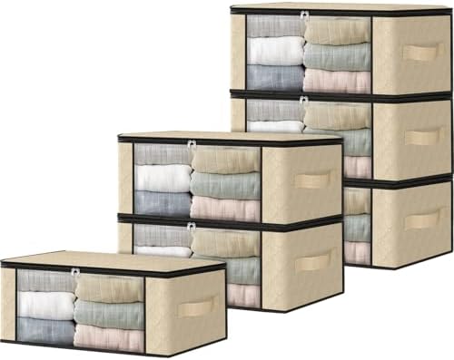 HomeHacks 6-Pack Clothes Organizer Storage Bags, 35L Storage Bins by HomeHacks