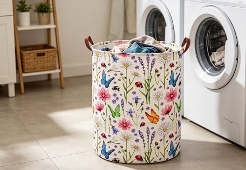 ESSME Flower Laundry Basket, Cute Hamper Collapsible Waterproof Storage Bin - Image 2