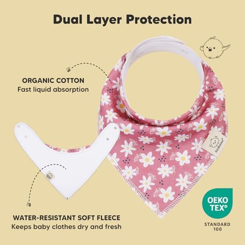 10pk Organic Baby Bandana Bibs for Drooling and Teething - Image 2