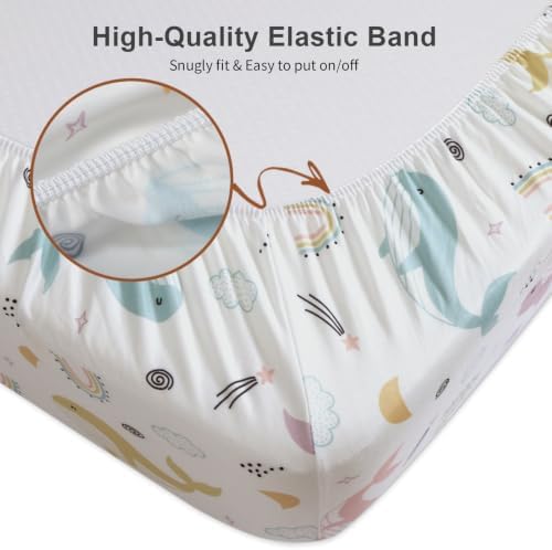 Pack N Play Sheets Fitted, Mini Crib Sheets, Breathable Soft Unisex Playard - Image 5