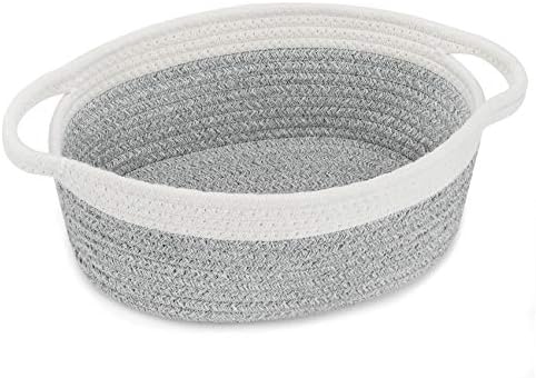 ABenkle Small Basket with Handles, Boho Decorative Rope Woven Dog Cat Toy by ABenkle