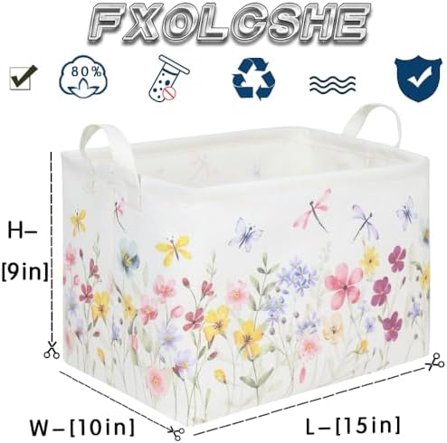 Boho Flower Nursery Basket, Waterproof collapsible storage box, Fall Wildflower - Image 7