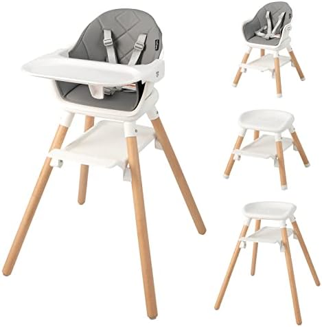 BABY JOY Baby High Chair, 6 in 1 Convertible Wooden High Chair by BABYJOY