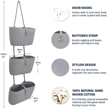 OrganiHaus Over the Door Organizer, Woven Rope Hanging Baskets - Image 2