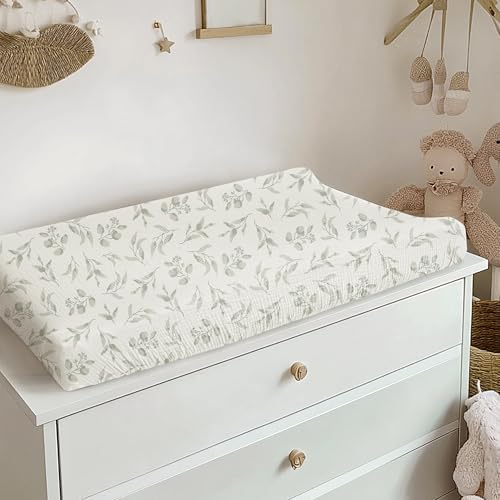 Konssy 100% Cotton Muslin Changing Pad Cover 2 Pack - Image 6