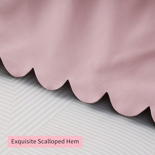 Shunjie.Home Scallop Edge Crib Skirt Pink, 100% Egyptian Cotton 400 Thread - Image 2