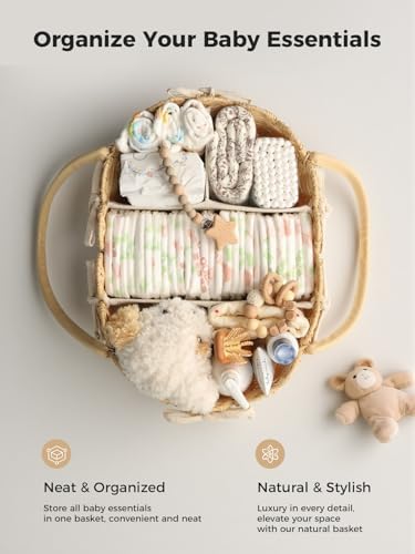 Baby Diaper Caddy Organizer, Handwoven Nursery Basket - Image 4