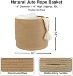 XUANGUO Jute Rope Basket For Girls Boys Kids 16”X14” - Image 2