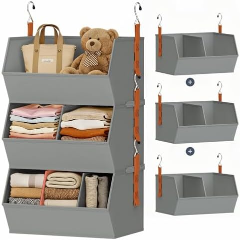Hanging Closet Organizer Extra Large, Clothes Hanging Shelves by DiMJ