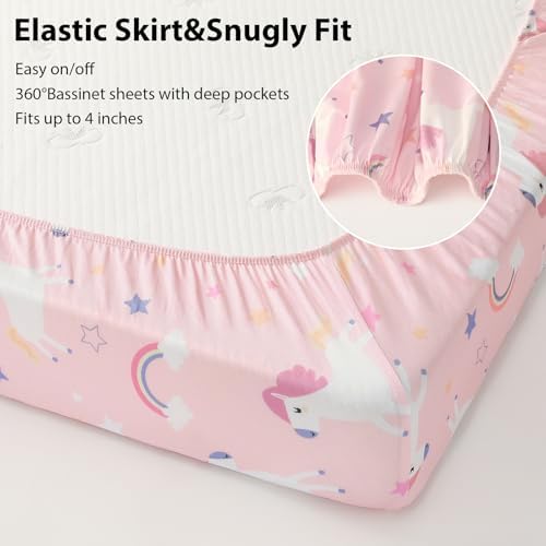 Baby Bedside Bassinet Sheets Fitted Girl, 33”x20” Compatible - Image 5