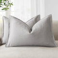 Foindtower Decorative Linen Lumbar Throw Pillow Covers 12x20 Light Gray by Foindtower