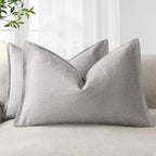 Foindtower Decorative Linen Lumbar Throw Pillow Covers 12x20 Light Gray by Foindtower