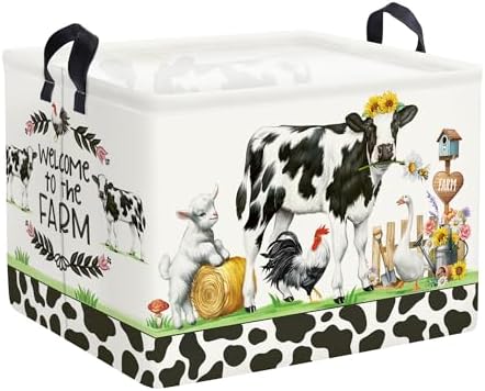 Farm Animals Storage Basket Collapsible Clothes Baby Nursery Hamper Large Book by HUUMONSS