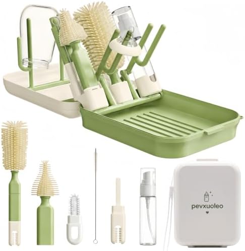 8-in-1 Baby Bottle Cleaning Kit, Portable Brush Set & Drying Rack by PevxuoleoHomeLifeHall