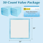50 Count 36” x 36” Super Absorbency Disposable Underpads - Image 7