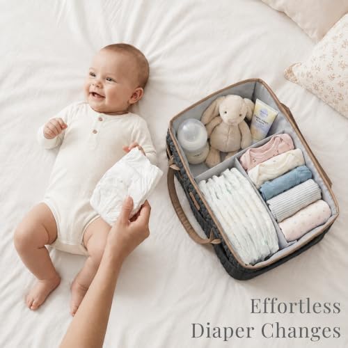 Konssy Baby Diaper Caddy Organizer, Braided Quilted Design - Image 2