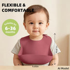 Set of 3 Silicone Bibs for Babies Toddler, Soft Adjustable Bibs for Baby Girl - Image 5