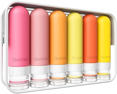Quatish Travel Bottles for Toiletries 6 Pack, Original Patented Leakproof 3 oz by Quatish