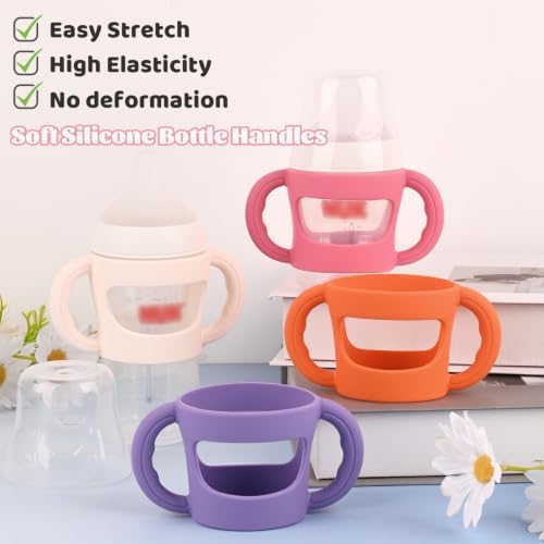 4 Pack Baby Bottle Handles, Silicone Sleeves - Image 4
