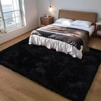 KICHOWUA Black Fluffy 9x12 Area Rug Bedroom Living Room Soft Washable Shag - Image 6