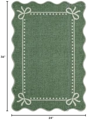 Garvee Scalloped Bow Rug Washable 2x3 Area Rug - Image 2