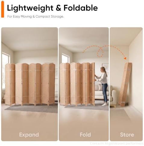 JOSTYLE Outdoor Privacy Screen 8-Panel Folding Room Divider Space Partition - Image 4