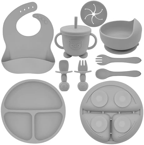 Silicone Baby Feeding Set | Baby Led Weaning Supplies Includes Suction Bowls by Munlinder