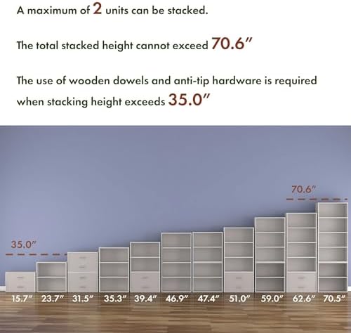 Homes: Inside + Out Apexa 2-Cube Storage Organizer Shelves, Stackable Wood - Image 3
