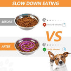 Slow Feeder Dog Bowls Insert, Animire Soft Silicone Slow Eating Dog Food Bowl - Image 2