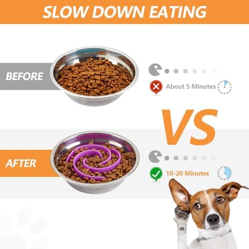 Slow Feeder Dog Bowls Insert, Animire Soft Silicone Slow Eating Dog Food Bowl - Image 2