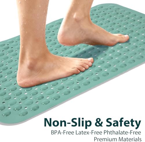 Non Slip Bathtub Mat Bath Shower Mat Mars Green 17"x30" Standard - Image 3