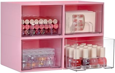 Vtopmart 4 Pack Small Clear Stackable Storage Drawers by Vtopmart