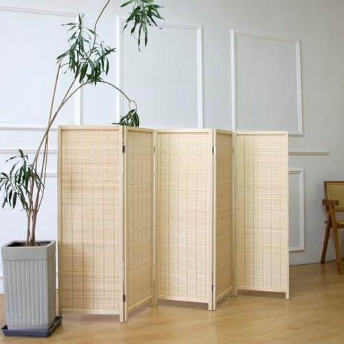 Furnnylane 5 Panel Short Room Divider Screen, Small Bamboo Panel Divider - Image 3