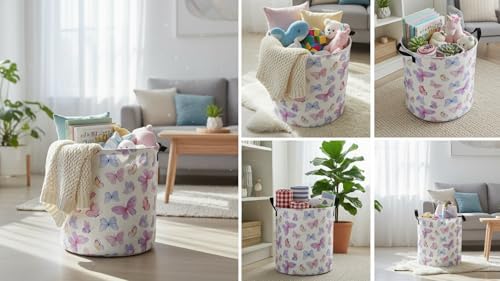 Collapsible Round Storage Basket, Soft-Sided Organizer - Image 5