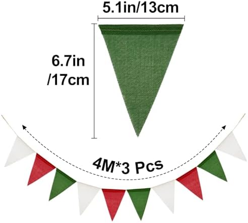 G2PLUS Christmas Pennant Banner Flag Bunting Garland Red Green White 36PCS - Image 2