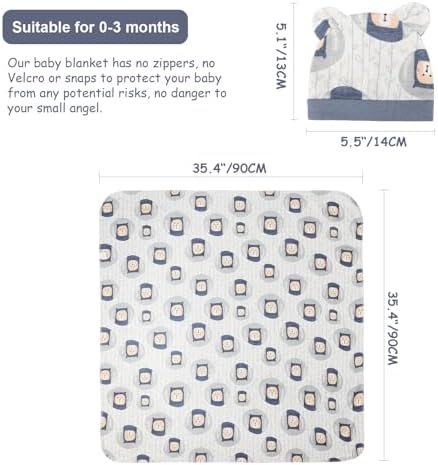 DRESHOW BQUBO Cotton Baby Swaddle Hat Set Newborn Infant Receiving Blankets - Image 5