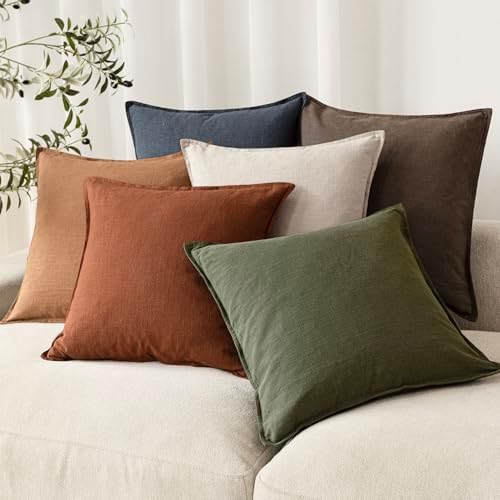 Foindtower Decorative Linen Lumbar Throw Pillow Covers 12x20 Rust Orange - Image 7
