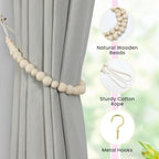 KLOGTSIND Wood Bead Curtain Tiebacks, 6 Pack Curtain Tie Backs - Image 5