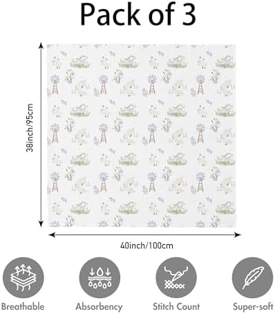 Muslin Swaddle Blankets for Newborn, 3 Pack Breathable Soft Receiving Blanket - Image 5