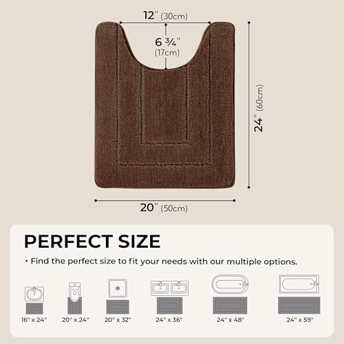 GRANNY SAYS Brown U Shaped Toilet Rug 20" x 24", Non-Slip Bath Mat - Image 2