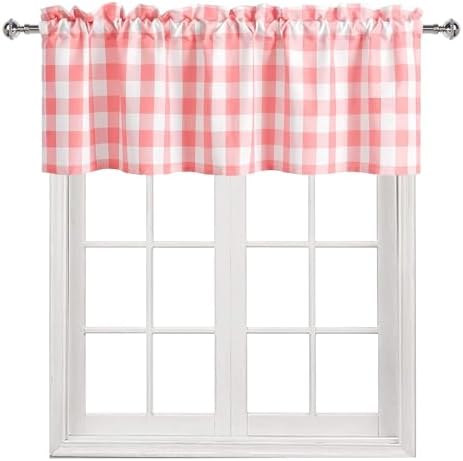 Hiasan Buffalo Plaid Curtains Valances, 42W x 18L, 1 Panel - Image 2