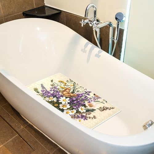 Shower Mat Non Slip 26.8 x 15.1 Inches, Wildflowers Bathtub Mat Shower Stall - Image 5