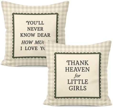 Boho Neutral Girl Nursery Pillow Covers 18x18, Baby Girl Nursery Decor by Unknown