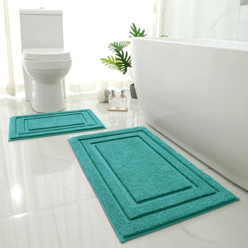 HOMEIDEAS Bathroom Rugs Sets 2 Piece, Super Soft Non Slip Bath Mat Teal by HOMEIDEAS