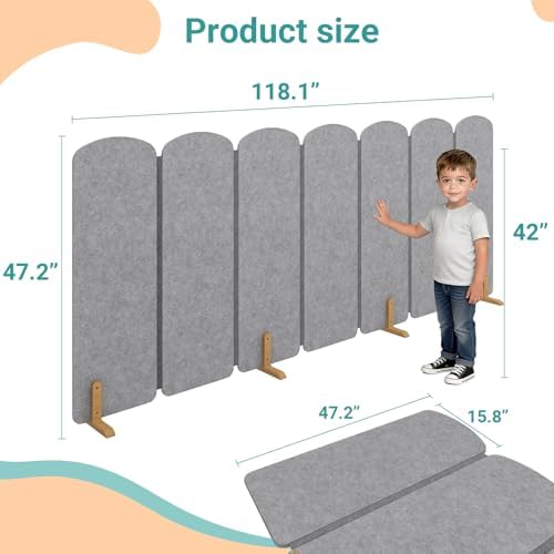 Natwind Foldable Kids Room Divider, Freestanding Classroom Partition - Image 4